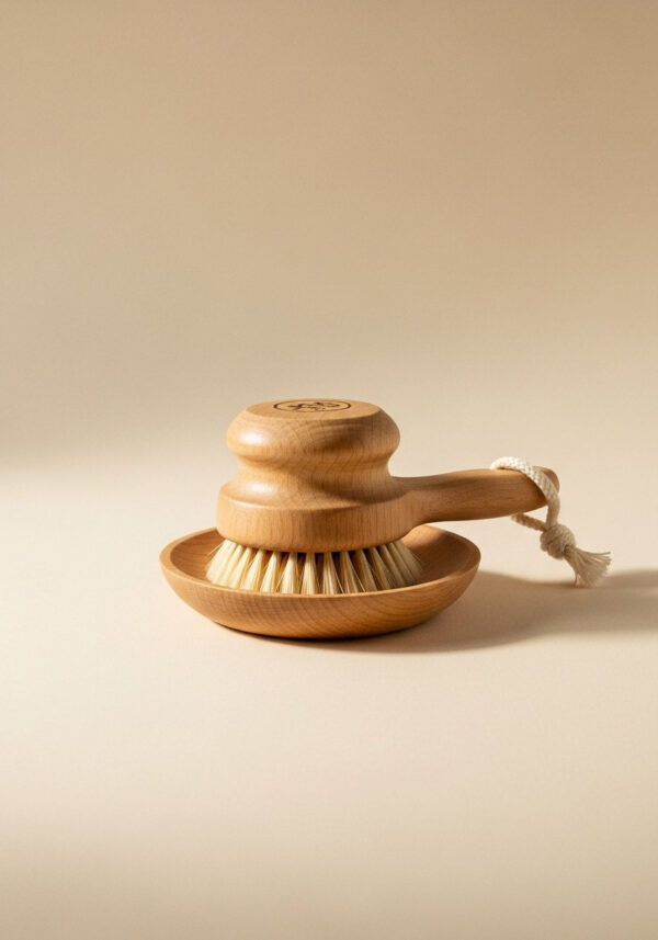 Wooden Bath Brush & Dish